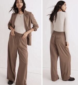 Madewell Drapeweave Carly Wide Leg Pull On Pants Size S